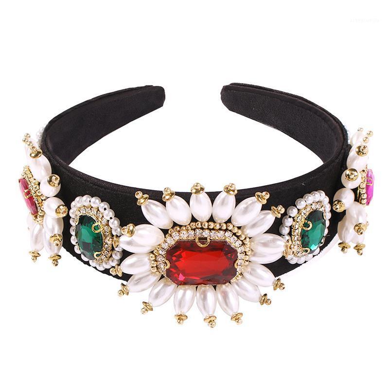 

Hair Clips & Barrettes Luxury Imitation Pearls Rhinestone Hoop For Women Baroque Style Flower Bezel Padded Band Headband Accessories, Golden;silver