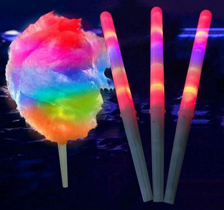 

New 28*1.75CM Colorful LED Light Stick Flash Glow Cotton Candy Wand Light up Cone For Vocal Concerts Night Parties Children Favorite Popular