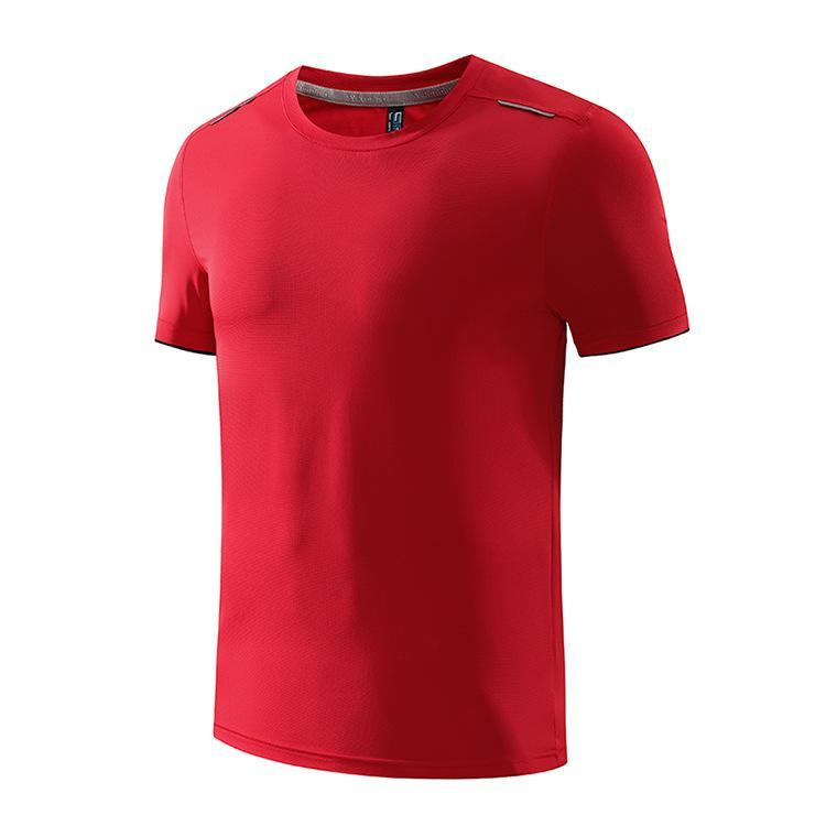 

2021 pure red t shirt quick-drying clothes summer short-sleeved round neck running men's women's wholesale outdoor sports custom any print, As pic