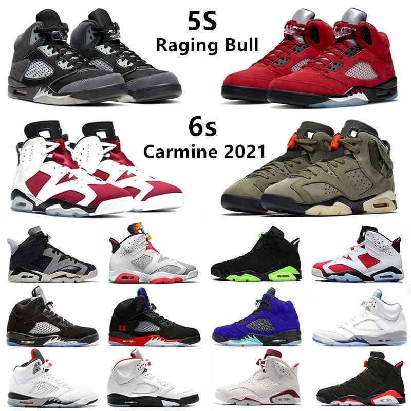 

Raging Bull 5s Carmine 6s men basketball shoes Anthracite 5 what the travis scotts 6 Hyper Royal Alternate Grape mens trainers sports, Color#16