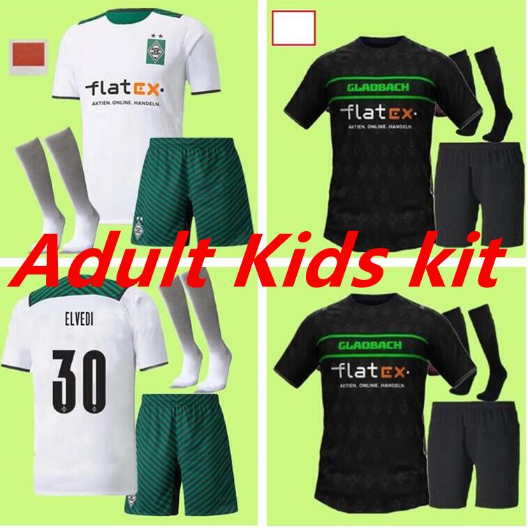 

Adult + kids kit 21 22 Borussia Monchengladbach soccer Jerseys 2021 2022 home Gladbach ELVEDI PLEA ZAKARIA NEUHAUS GINTER THURAM foootball SHIRT, Black;yellow