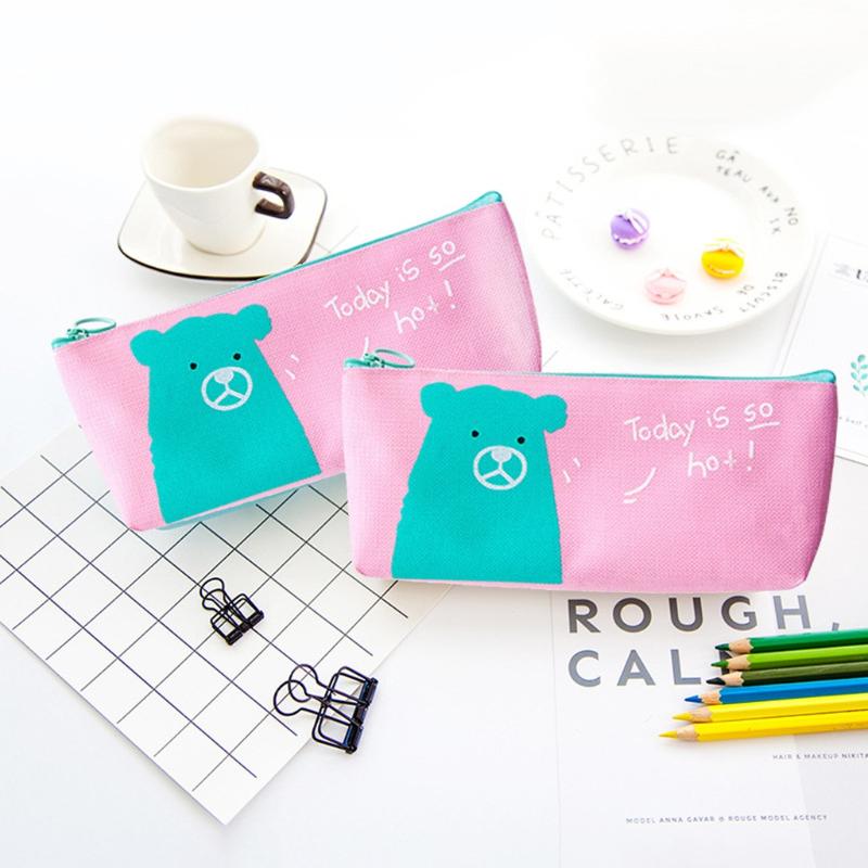 

Cute Kawaii Fabric Pencil Case Lovely Cartoon Bear Pen Bags Pouch Brush Holder Bag Stationery Estuches School Supplies