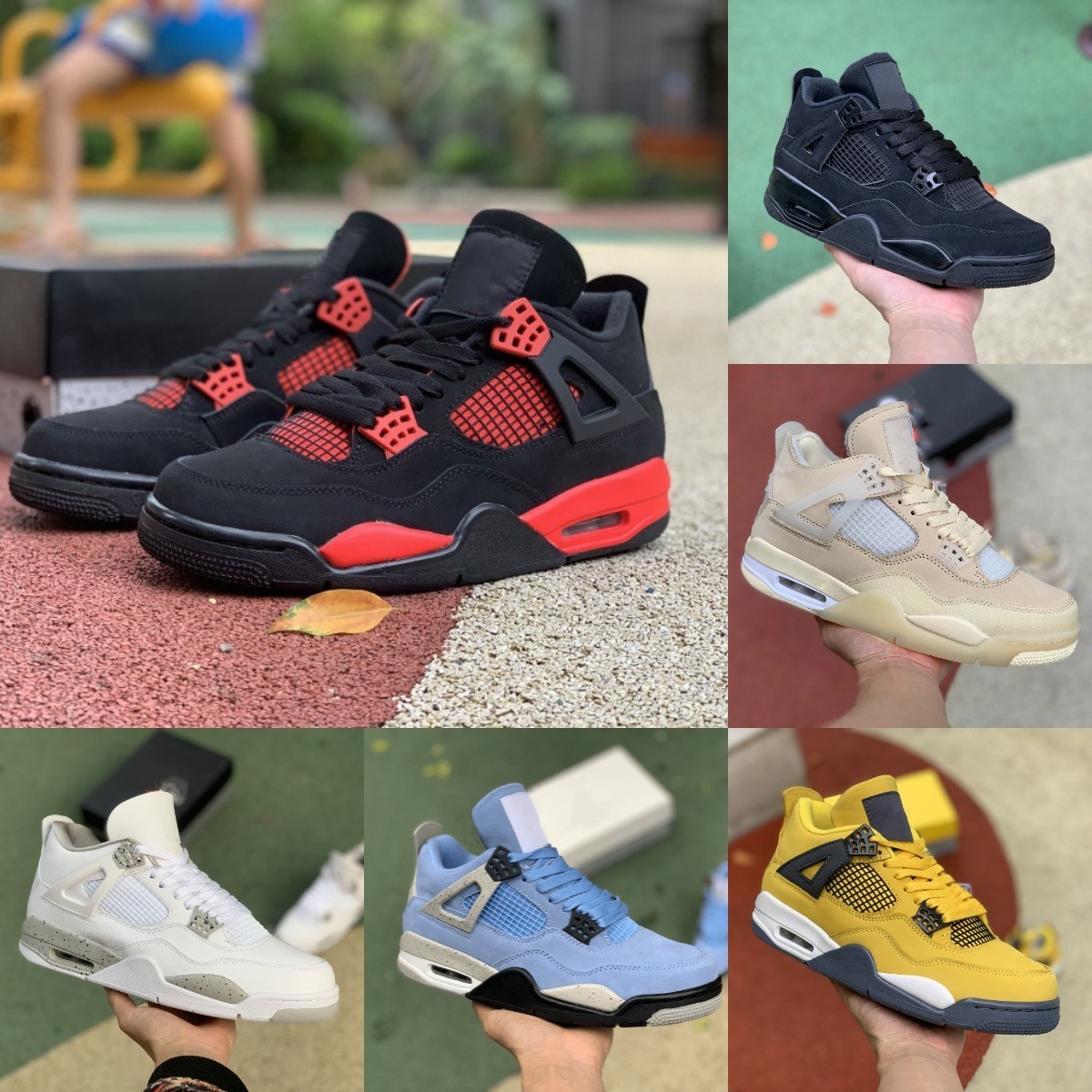 

Red Thunder Lightning 4 4s Basketball Shoes Jumpman University Blue Mens Jorden Black Cement Cat Cream Sail White Oreo Bred What The Pine Green Court Purple Sneakers, Please contact us