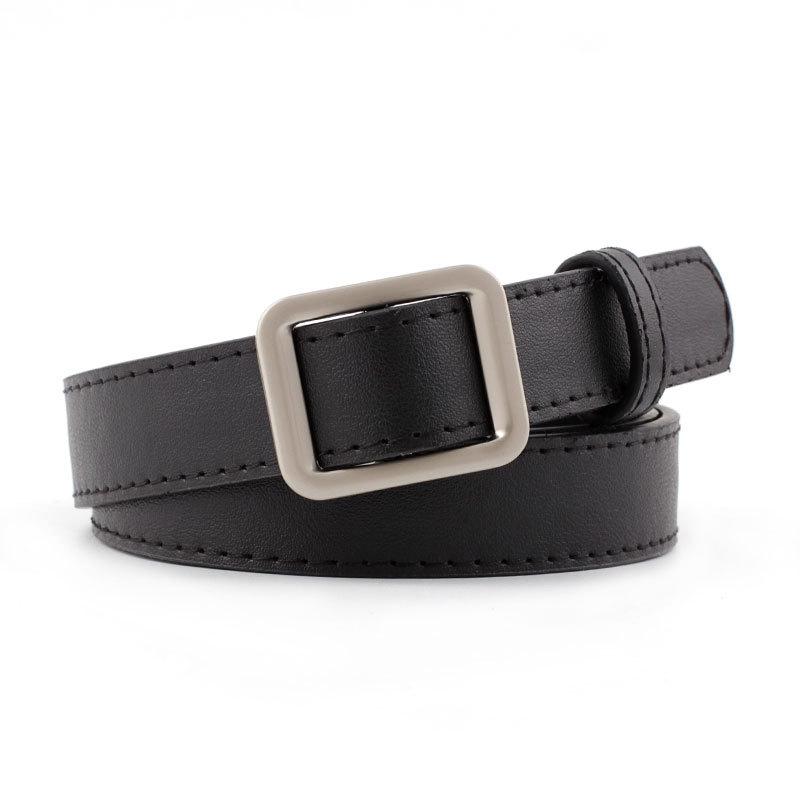 

Belts 2021 Designer Square Buckle Women Belt Simple Vintage Students Adjust Fashion Casual Without Pin Waistband Female, Black;brown