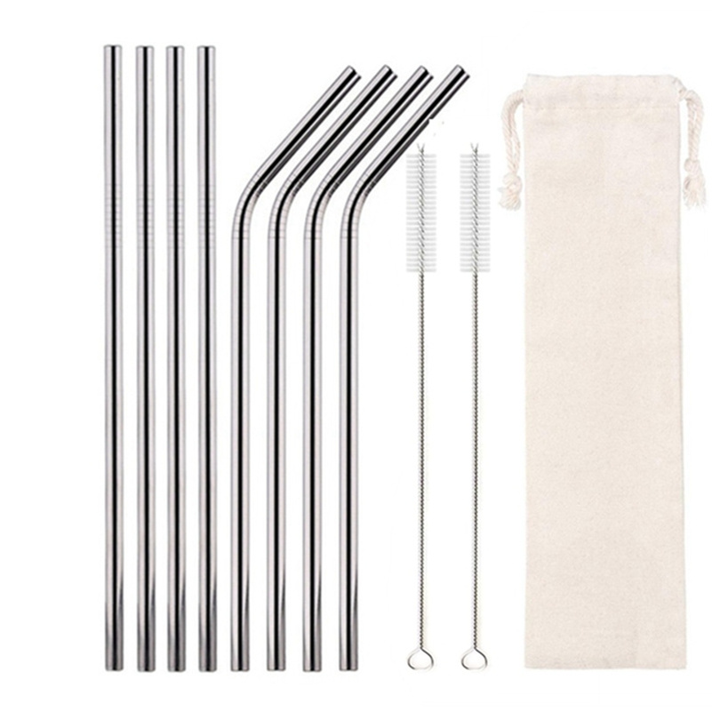 

6*266mm Stainless Steel Drinking Straws Reusable Colorful Metal Straw Cleaning Brush for Party Wedding Bar