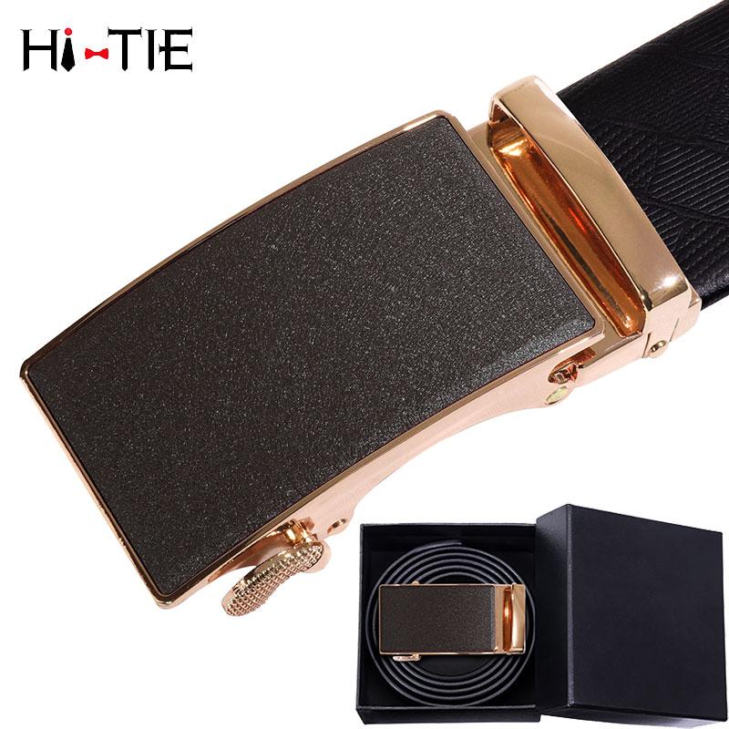 

EA-2096 Hi-Tie Belt Men High Quality Cowhide Genuine Leather Business Black Automatic Buckles Male Men's Belts, Black;brown