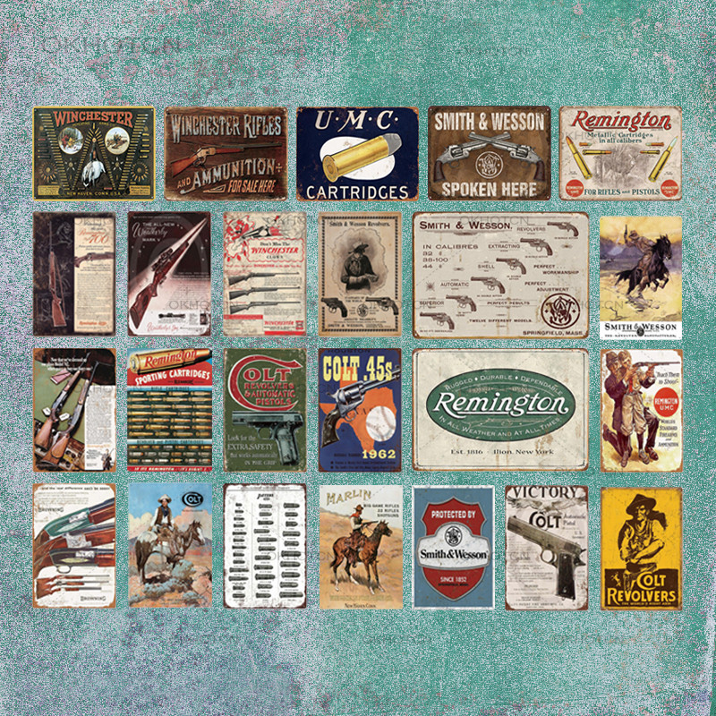

Guns Metal Sign Vintage Tin Sign Plaque Metal Vintage Retro Wall Decor for Man Cave Gun Shop Decorative Plate Decoration Pub