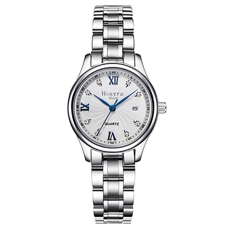 

Wristwatches Luxury Fashion Ladies Quartz Watch Sapphire Glass Waterproof Calendar Stainless Steel Band Top Brand Bracelet, Silver white