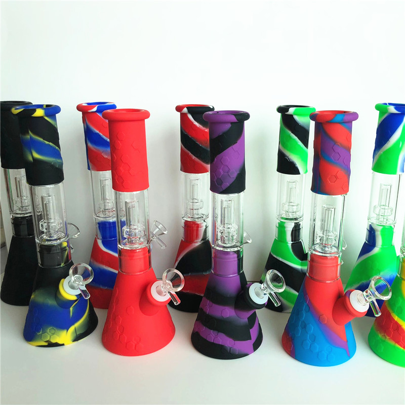 

hookahs Silicone Bong Beaker Base Water Pipes 14mm female unbreakable bongs & Glass Bowl