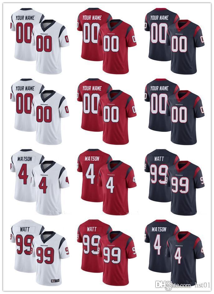 

custom Jersey Men Houston Youth Texans 4 Deshaun Watson 99 J.J. Watt 11 Jaelen Strong 15 Will Fuller Football Jerseys, Black;red