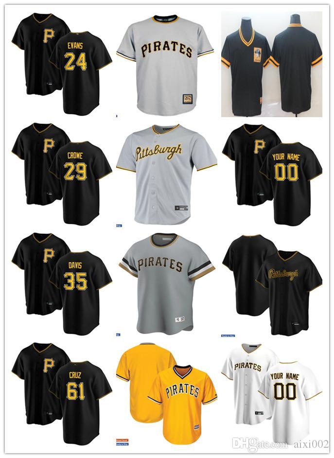 

Men Women Youth Pittsburgh Pirates 29 Wil Crowe 61 Oneil Cruz 35 Austin Davis 24 Phillip Evans Custom Baseball Jersey Blank black white gray yellow, Colour