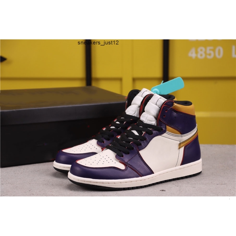 

With Box Jumpman 1s High LA to Chicago Men Basketball Shoes Union 1 Real Leather White Red Mens luxurys Designer
