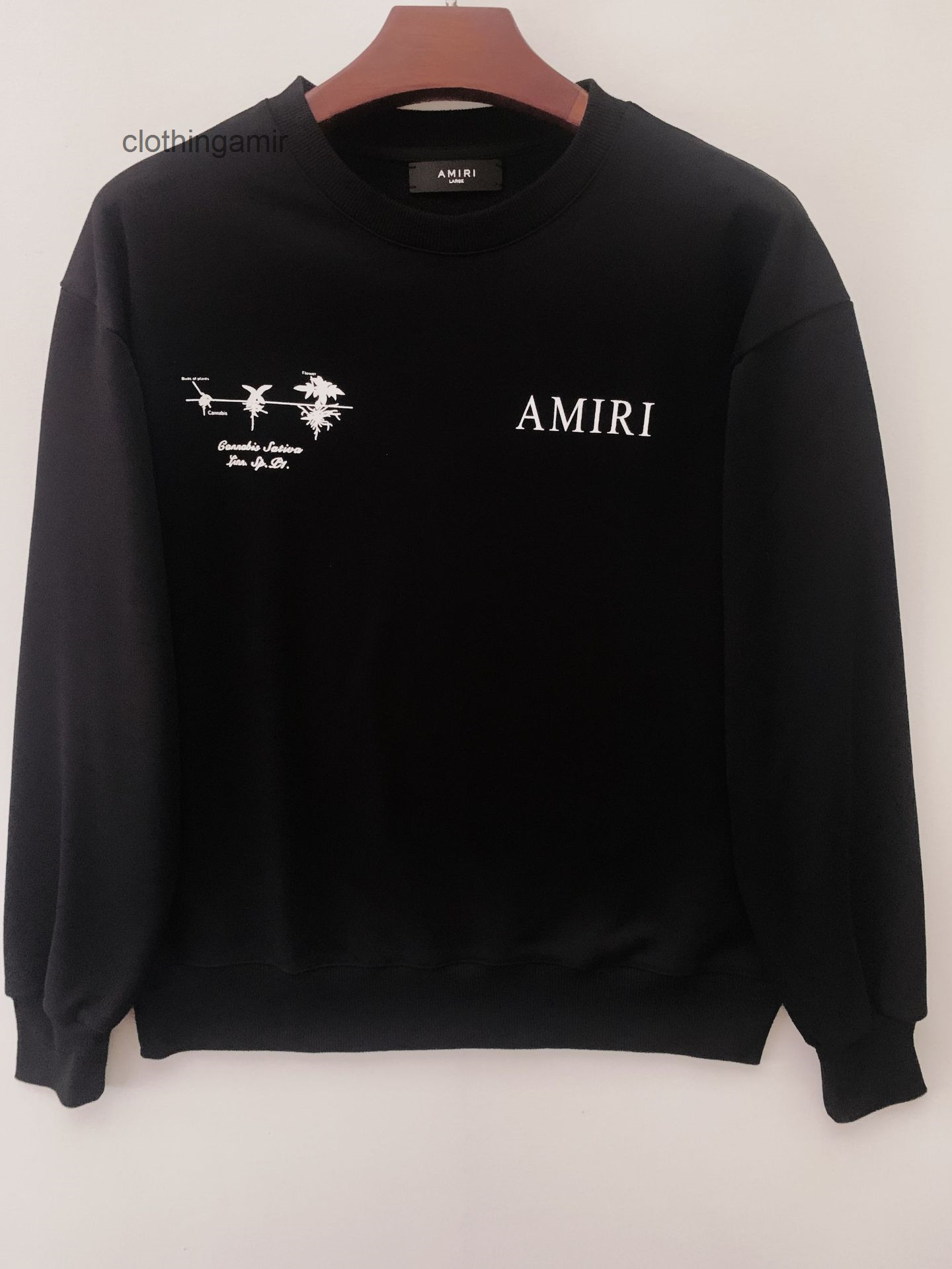 

Designer Hoodies 2022 Amirs Hoodie Plant Printed Round Neck Sweater, Black
