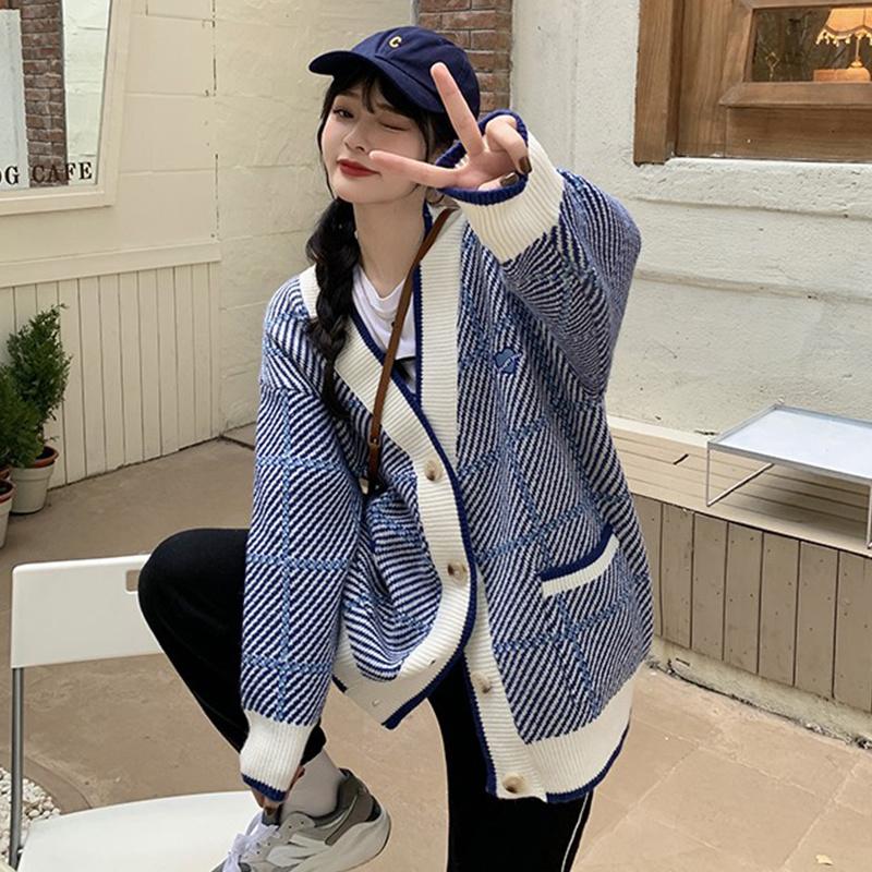 

Women's Sweaters Cmaz Idle Style Loose Sweater Coat Cardigan For Women Autumn And Winter, Blue cardigan model