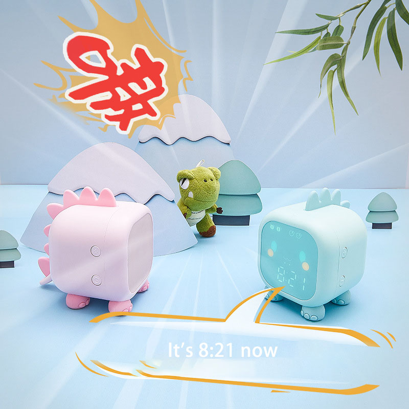 

ed Cartoon Aarm cock voice contro Digita voice time heavy desktop Decoration with temperature dispay.