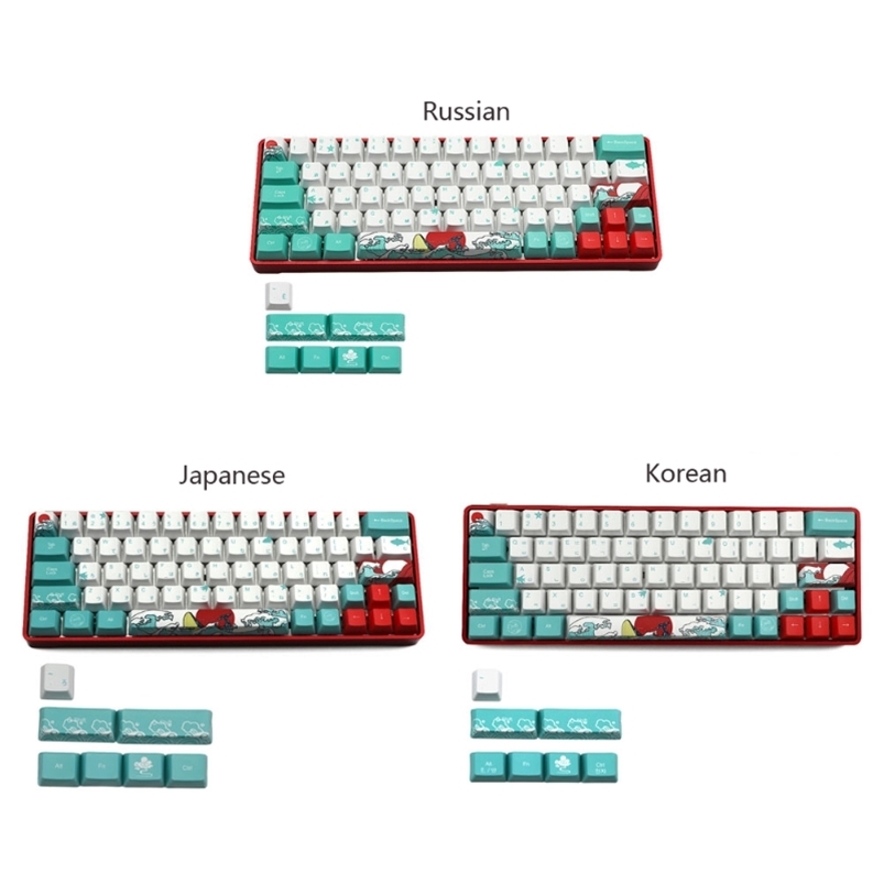 

Russian 71 Keys Sea Coral Ukiyo-e Keycap Dye Sublimation OEM Mechanical Keyboard For GH60 XD64 DZ60 GK61 GK64 210610