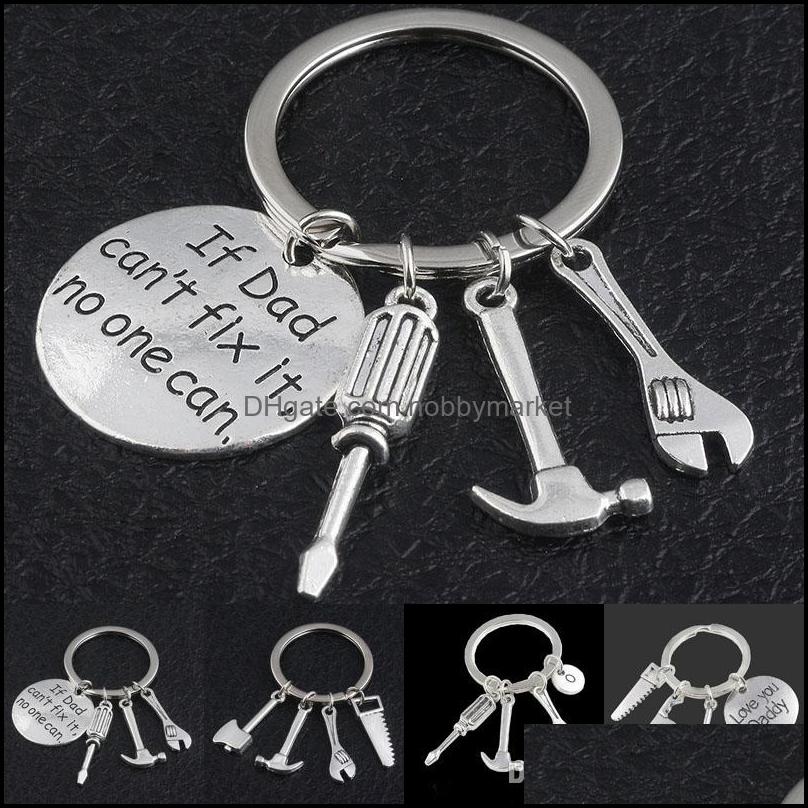 

Key Rings Jewelry Keyring If Dad Cant Fix It No One Can Hand Tools Keychain Hammer Screwdriver Wrench Charms Ring Hold Fashion Drop Delivery
