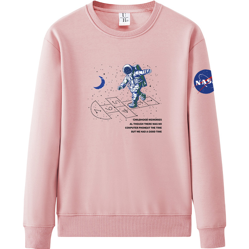 

NASA Hoodie Long Sleeve Hooded Couple Sweater Crew neck Pullover Men Women Plus Size 288, Pink 2