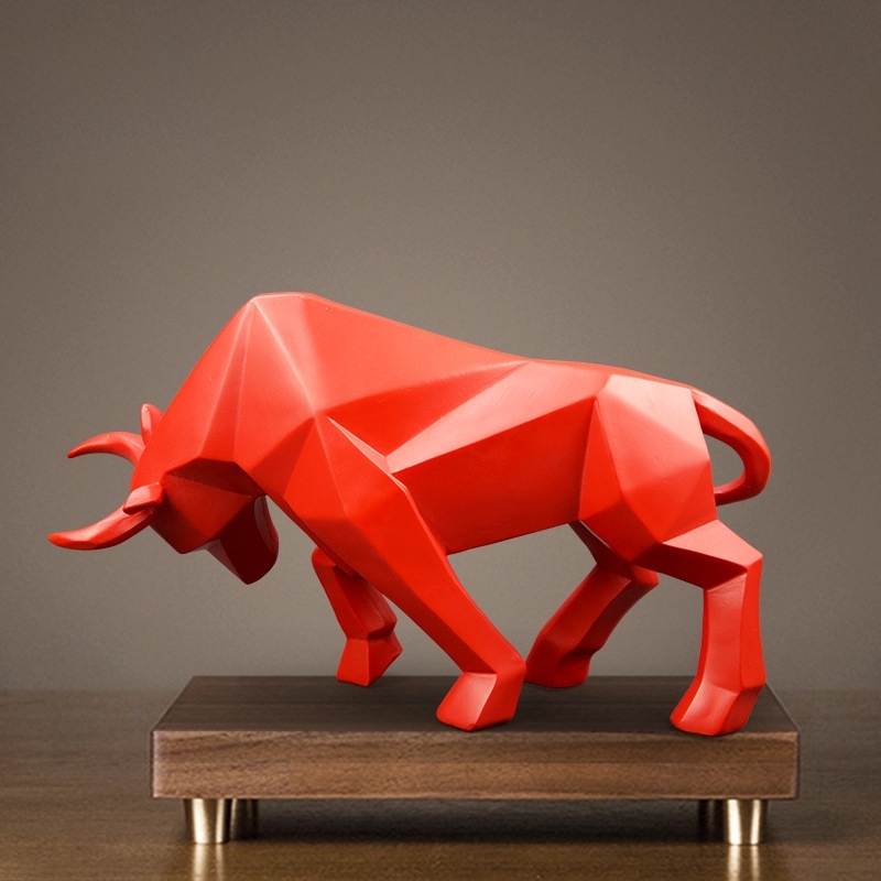 

Bull Statue Bullfight Sculpture Ox Resin nordic decoration home decor Tabletop Statues Bison figurine Animal Cabinet 210329