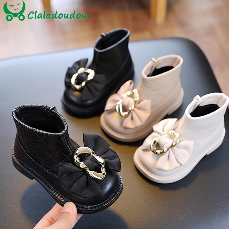 

Boots 13.5-18.5cm Little Princess Fashion Boots,Solid Cute Butterfly-knot Kids Girls Ankle With Velvet,Toddler Winter Shoe, Black;grey