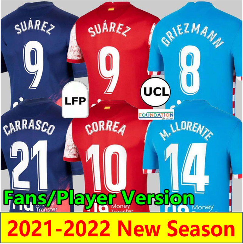 

21 22 Soccer Jerseys de paul JOÃO FÉLIX 2021 2022 home away 3rd SUAREZ GRIEZMANN M. Llorente CORREA KOKE Camisetas fútbol LEMAR CARRASCO men and kids kit Football Shirt, Fans 21-22 away +ucl