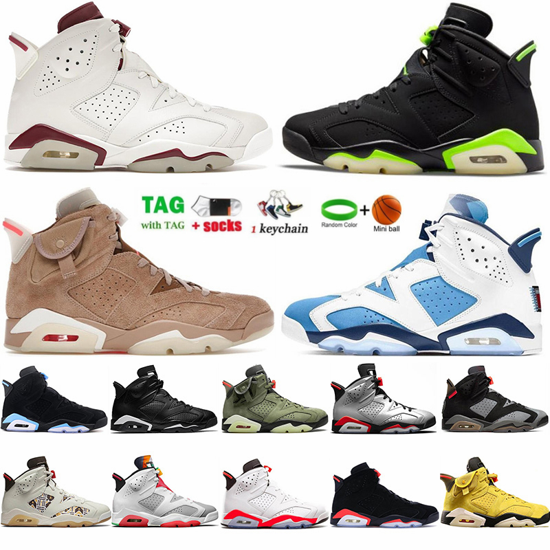 

British Khaki 6 6s Mens Basketball Shoes Maroon Black Infrared Electric Green Tinker UNC White Carmine Jumpman Sports Sneakers Trainers us 12 13, Shoes box
