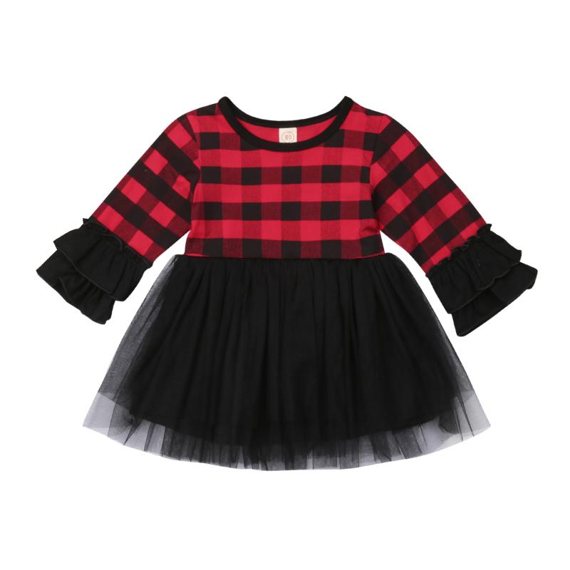 

Girl's Dresses 6M-4Y Chirstmas Toddler Born Kid Baby Girls Dress Long Sleeve Tutu Party For Girl First Xmas Year, Red;yellow