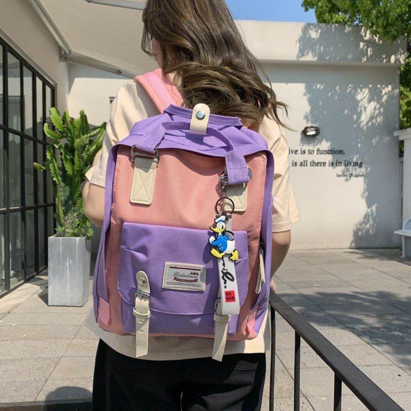 

Women Panelled Oxford Backpack Cool Girl Softback Zipper Silt Pocket Waterproof Traveling School Bags