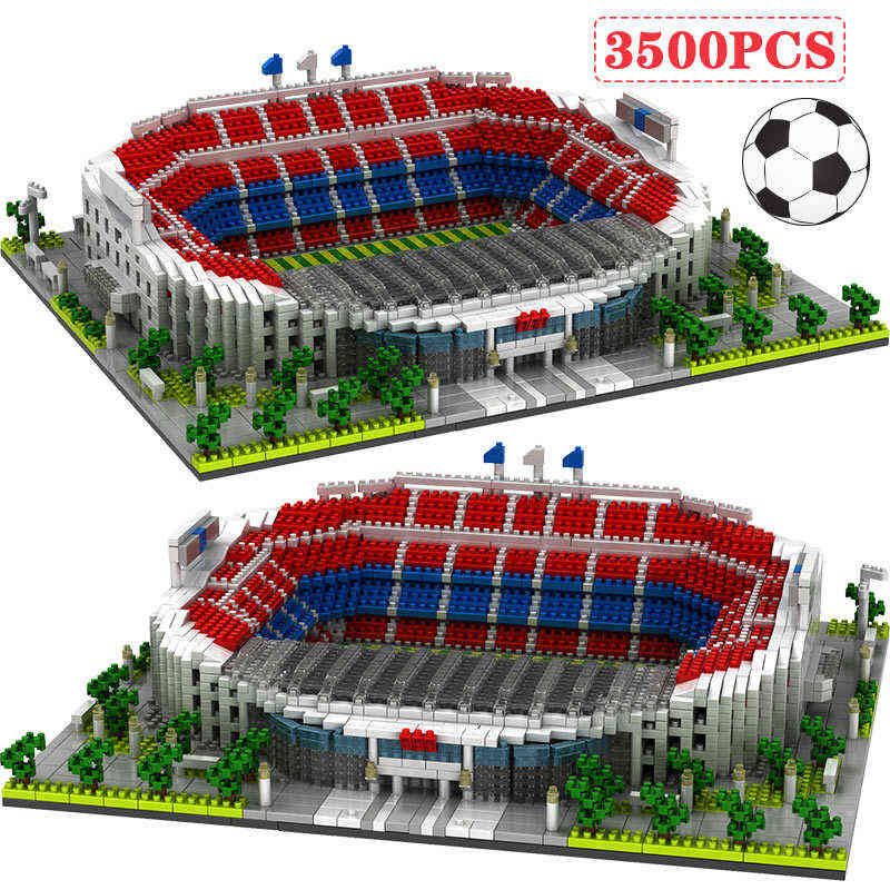 

Mini Bricks Building Blocks Diamond Blocks Famous Architecture Football Soccer Field Soccer Camp Nou Signal Lduna Park Kid Toys Y220214