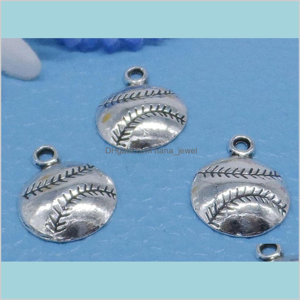 

100Pcs Alloy Sports Baseball Charms Antique Silver Charms Pendant For Necklace Jewelry Making Findings 14X18Mm 4Ruqk Nsk9T, Bronze;silver
