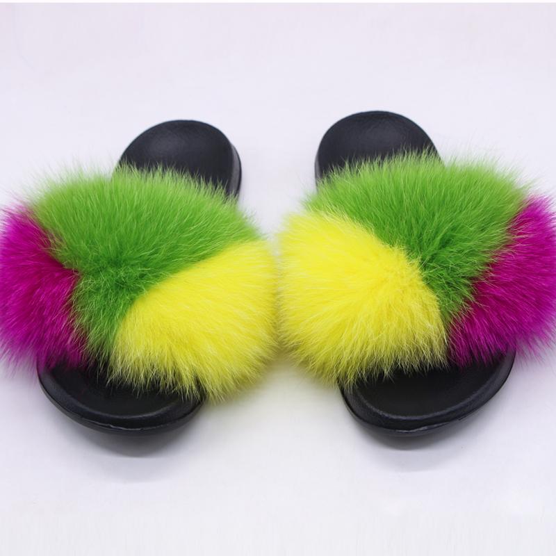 

Perfect Fur Furry Slippers Sandals Slides With Custom For Women, Black