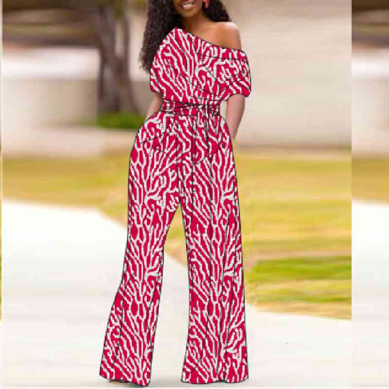 Women&#039;s Jumpsuits & Rompers Summer Printed Jump Suits for Women One Shoulder Short Sleeve Wide Leg Overalls Vintage Elegant Plus S-image-698916997