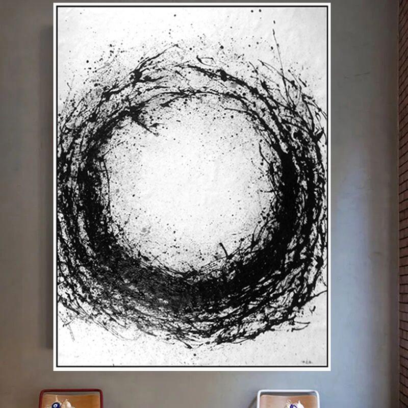 

Paintings Minimalist Black White Hand Painted Modern Abstract Oil Painting On Canvas Wall Art For Living Room Home Decoration No Frame