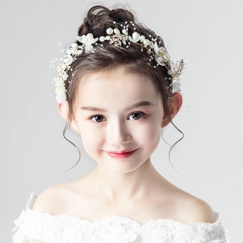 

Hair Clips & Barrettes Sweet Flowers Pearl Fairy Headband For Girls Tiara Crown Wedding Bridal Princess Headbands Ornament Accessories, Golden;silver