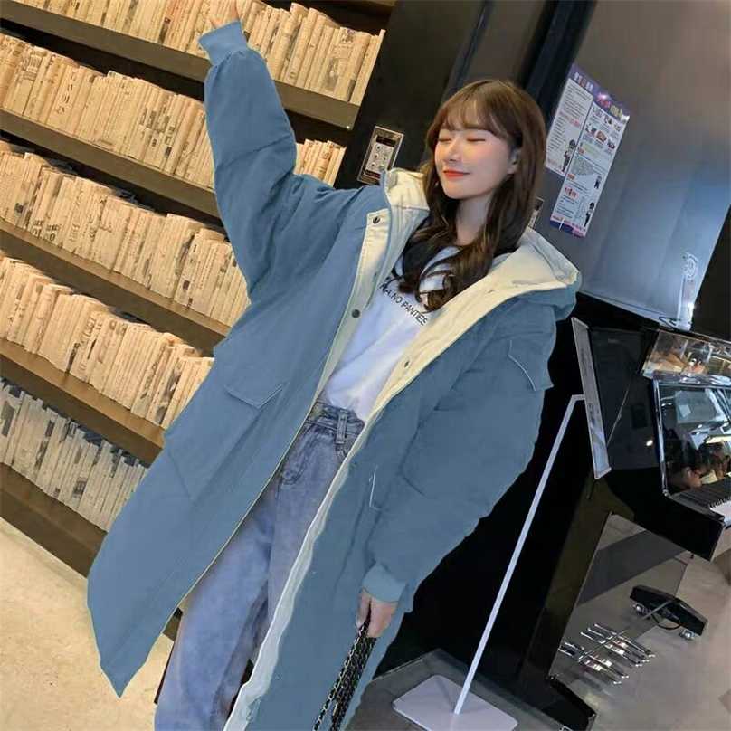 

Women's cotton-padded jacket mid-length Korean loose winter female students padded coat Harajuku style oversized Clothing 211018, White