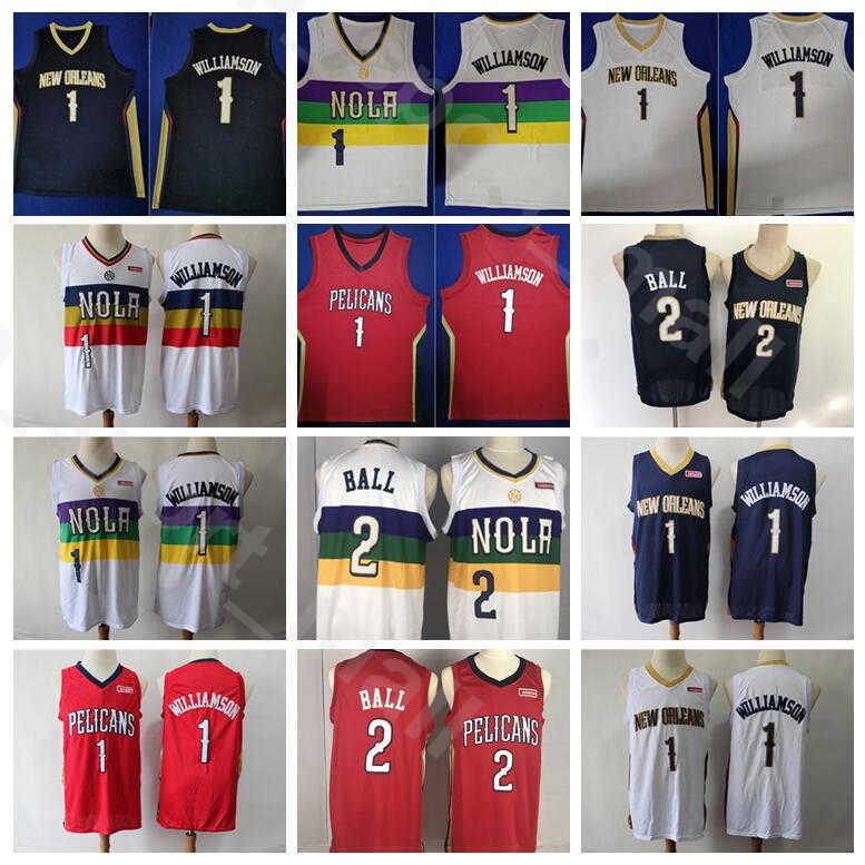 

Edition Earned City Zion Lonzo Ball Jersey Men Basketball All Stitched Team Color Navy Blue White Red High/Good Quality, 1 white