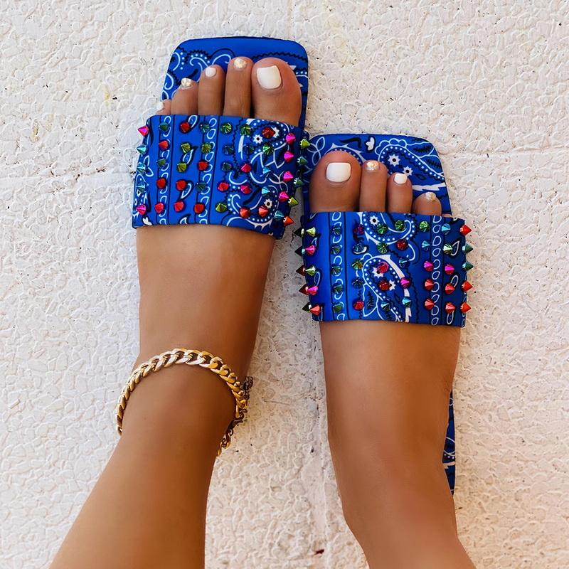 

Streetwear Fashion Women Sandals Open Toe Flat Shoes Bottom Ladies 2021 Large Size Square Beach Slippers, Black