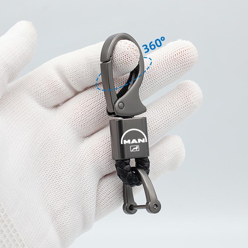 

Keychains Car Metal Keychain Hand-woven Rope Leather Men's Gifts Horseshoe Key Rings Accessories For MAN TGX TGM TGS TGE