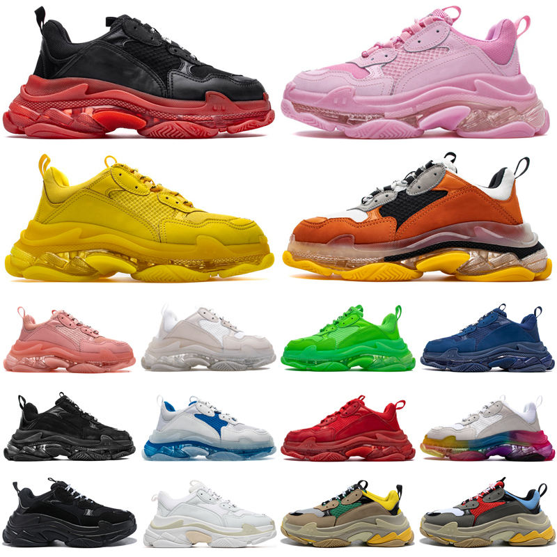 

OG Triple S Casual Shoes Clear Sole Men Women Luxury Sneakers Chaussures 17FW Paris vintage Dad shoe Crystal Bottom White Black Cream Yellow Red 36-45, #13
