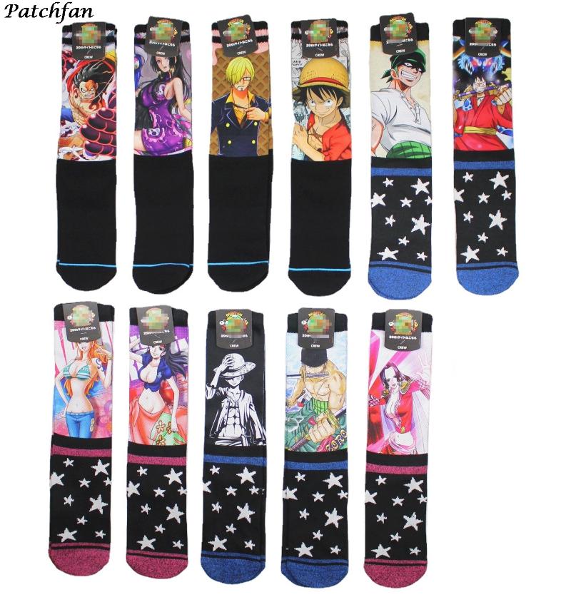 

AD382 Patchfan High Quality Cotton Socks Anime Pattern Long Tube Funny Happy Men Socks Novelty Skateboard Crew Casual