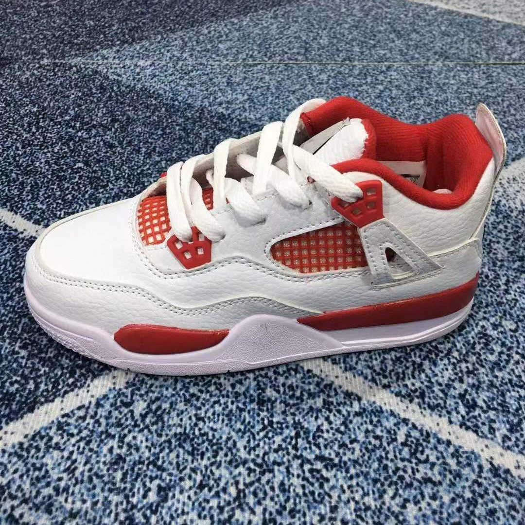 

4 4S Kids Basketball Shoes Boys Girls Children Outdoor Sports Jogging Walking Sneakers Black Cat Bred White Oreo Toddlers Infant Running Athletic Trainers