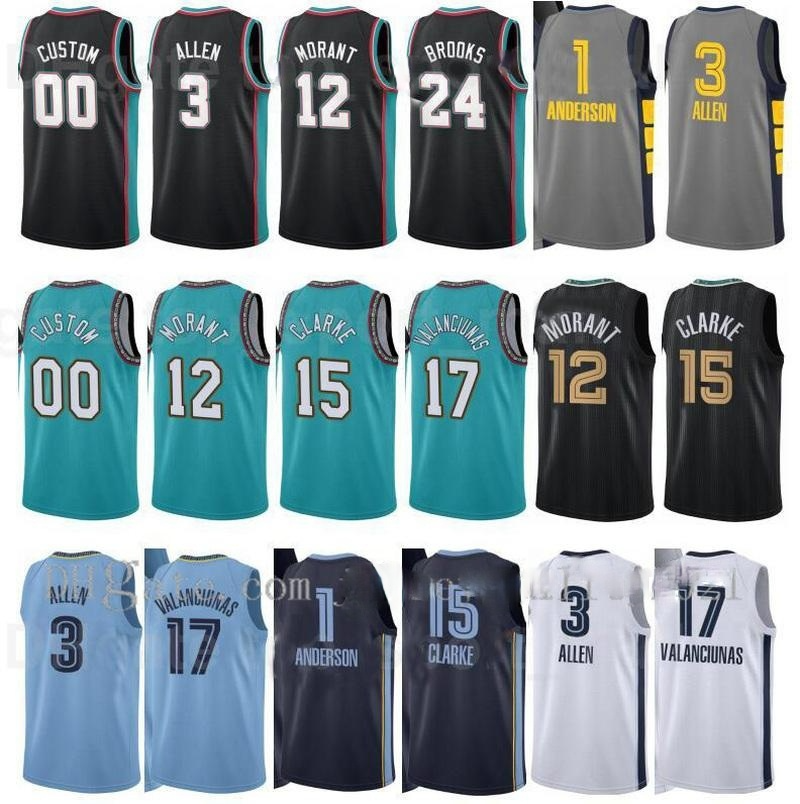 

Printed Breathable Basketball Men Ja Morant Jersey 12 Jonas Valanciunas 17 Kyle Anderson 1 Grayson Allen 3 City Earned Edition Navy Blue White Black, Black;red