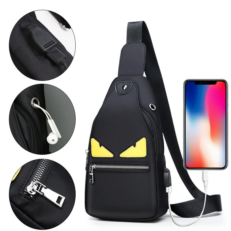 

Men's Waterproof USB Oxford Crossbody Bag Anti-theft Shoulder Sling Day Packs Multifunction Short Travel Messenger Chest Pack For Male, Blue