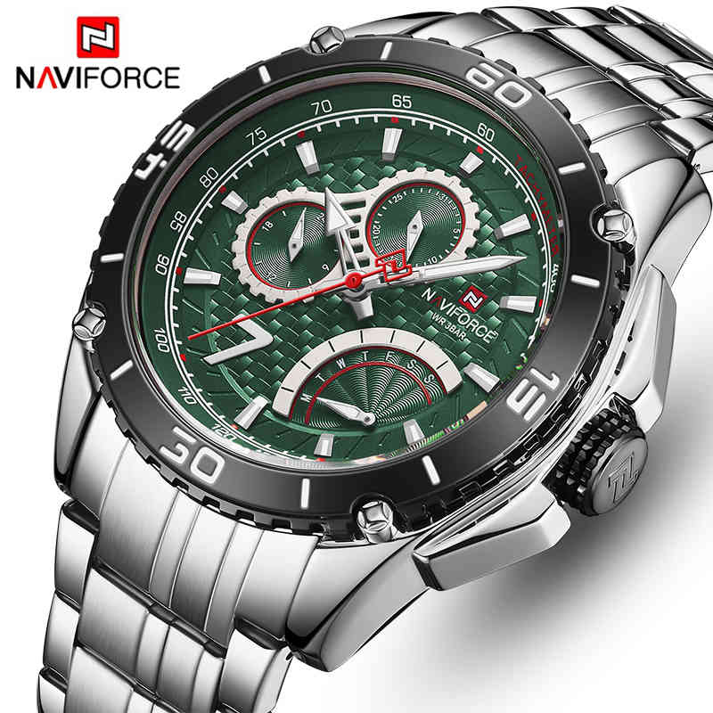 

NAVIFORCE Watch Men Luxury Brand Fashion Sport Quartz Mens Watches Stainless Steel Business Waterproof Clock Relogio Masculino 210517, Silver black