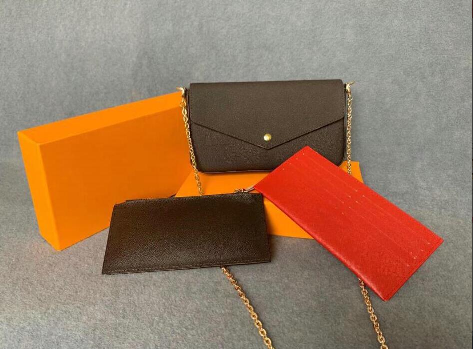 

M61276 Pochette Felicie shoulders Handbag Women designers bags leather purse key card Wallet messenger crossbody shoulder bag NO78954, Brown floral