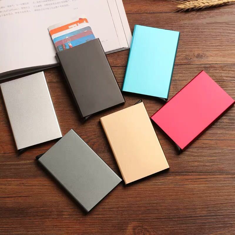 Files Card Holder Auto Pop Up Credit Case Business Metal Aluminum Alloy Anti Rfid Bank Clip Sleeve-image-719656414