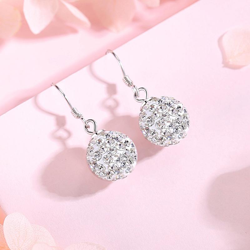 

Dangle & Chandelier S925 Sterling Silver Drop Earring For Women Crystal Diamond Ball Earrings Fine Jewelry Gifts Female Boucle D'oreille