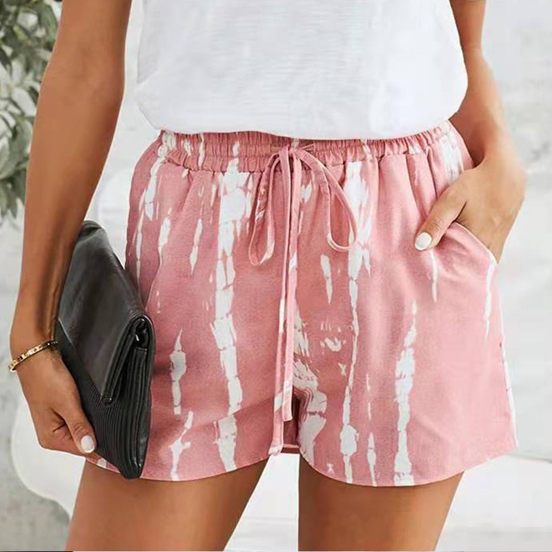 

Plus Size Tie-dye Wide Leg Shorts Women Pocket Drawstring High Waist Casual Short Pants Female Summer Basic Bottoms 5XL 210524, Gray