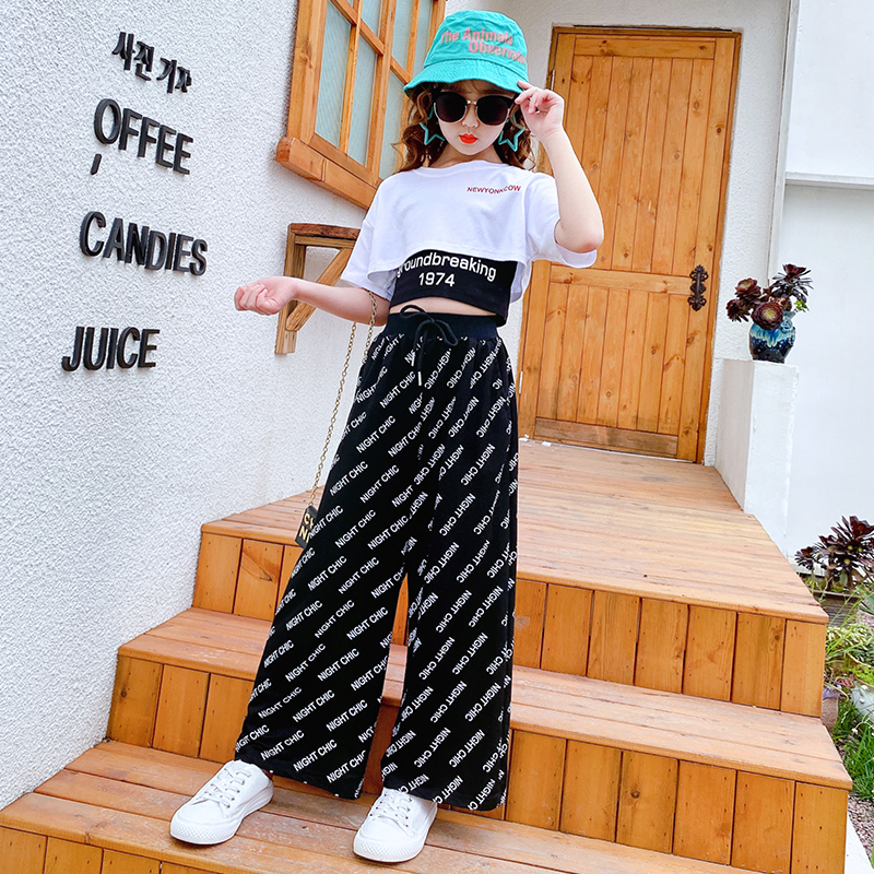 

Summer Baby Girls Clothes Outfits Children sets Short Sweatshirts T-shirts Vest Wide Leg pants 3 4 5 6 7 8 9 10 11 12 13 Years, 3 piece set