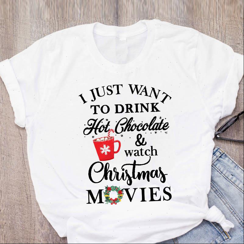 

Women Womens T Shirts Graphic Letter Movie Short Sleeve Cute Year Merry Christmas Printed Tops Lady Tees Clothing Female Shirt, White